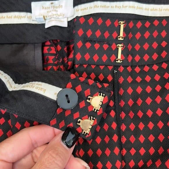 Kate spade size 8 dress pants. Navy blue and red pattern - Picture 4 of 5